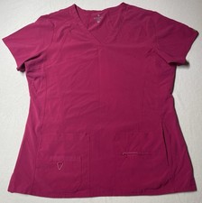 Med Couture XL Women's V-Neck Racerback Magenta Scrub Top Style 8416