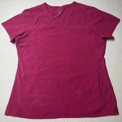 Med Couture XL Women's V-Neck Racerback Magenta Scrub Top Style 8416 - Image 1 of 4