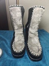 Vintage Snowland Faux Fur Wool Lined Boots Size 8 Slip On Inside Zip