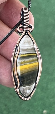 Bumblebee Jasper ~ Handmade copper wire wrapped pendant 12n