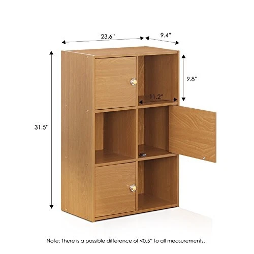 FURINNO PASIR 3-TIER SHELF WITH 3 DOOR/ROUND HANDLE LIGHT CHERRY - LIGHT CHERRY - Image 4 of 4