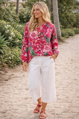 Lilly Pulitzer Alima Top Hotty Pink A Thing Called Love Sz XS
