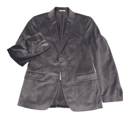 $295 Alfani Slim Fit Gray Velvet Suit Jacket Sport Coat Blazer Mens Size 38R