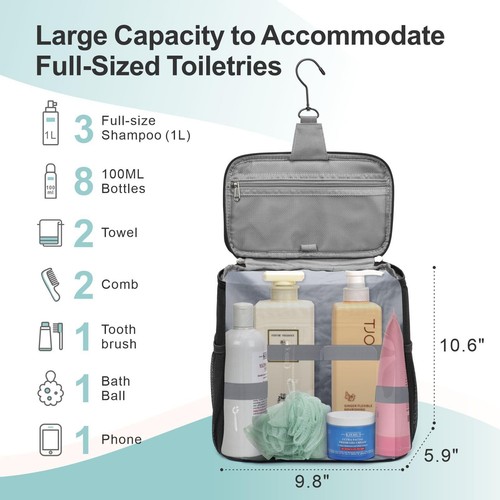 Hanging Shower Caddy Portable - College Dorm Essentials for Guys with Hooks, ... - Picture 2 of 8