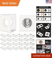300 Pieces Self Adhesive Coin Holders Cardboard Coin Holder 6 Sizes 2" x 2" C...