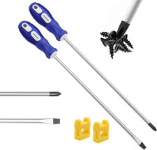 12" Slotted  Phillips Screwdriver Set Long Flat Blade  Cross-Head Design, Magn