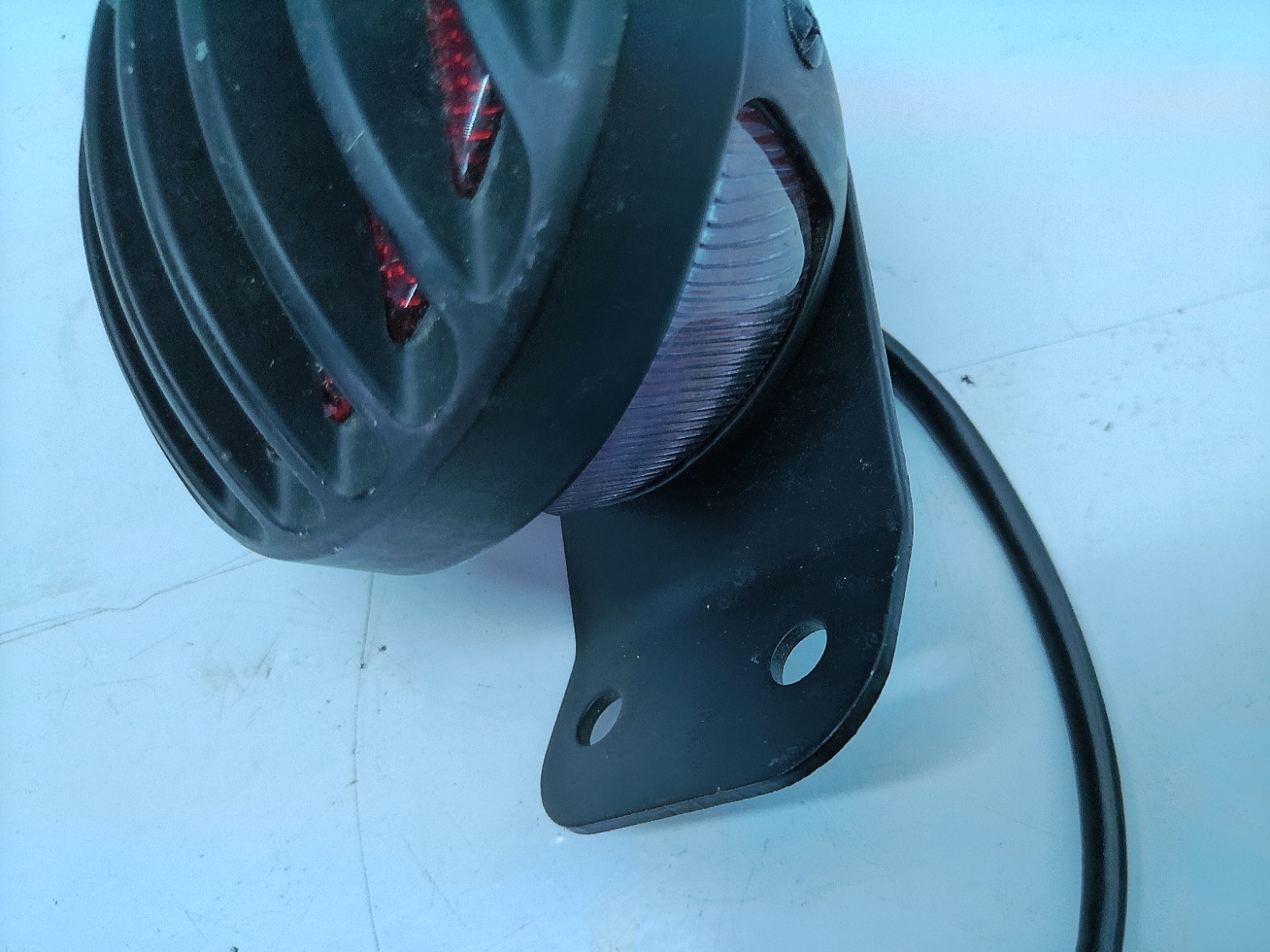 Universal Retro Round Grilled Motorcycle Tail Light Custom Bobber Chopper Black image 4