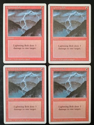 MTG | 4 x Lightning Bolt | Revised Edition | Magic The Gathering | Playset