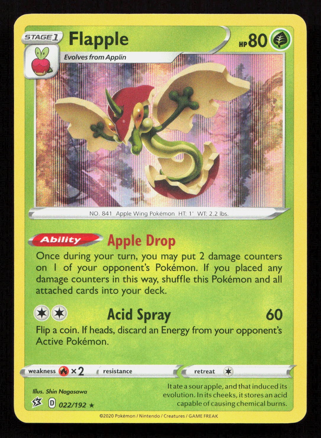 FLAPPLE 022/192 Pokemon REBEL CLASH Holo