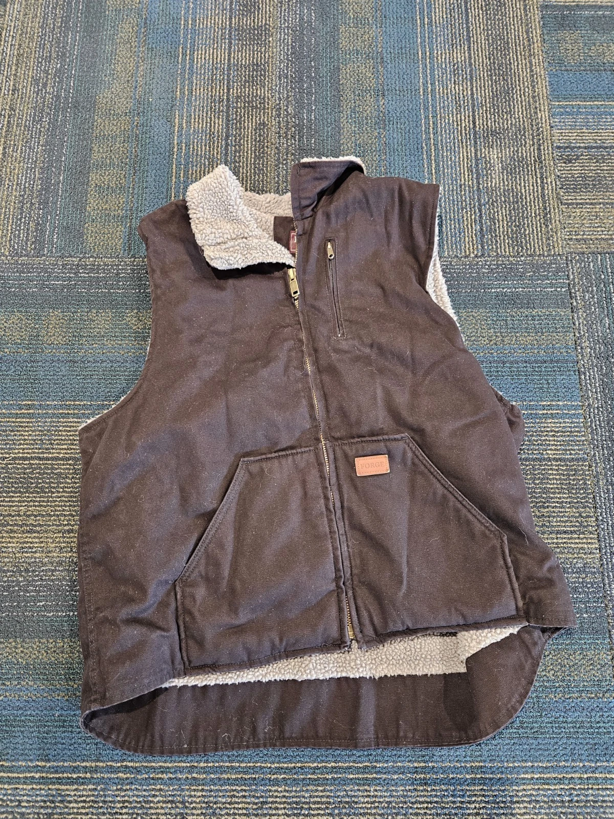 Forge Vest Mens Extra Large Black Canvas Sherpa Lined Full Zip Ranch Work Wear
