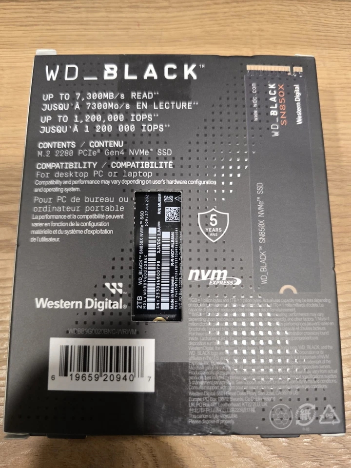 Western Digital SN850X 2TB GEN 4 SSD Game Drive WDBB9G0020BNC - SEALED - Image 2 of 2