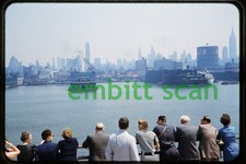 Original Slide, Cunard Line French Line Ocean Liner RMS Queen Elizabeth, 1958