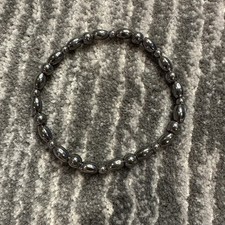 Magnetic Healing Bracelet Arthritis Black Metallic Stone Cylindrical Stretch New