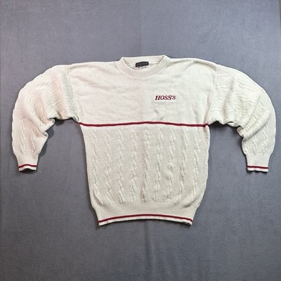 Vtg Andrew Rohan Sweater Mens Large Embroidered HOSS s Made In USA Cable Crew