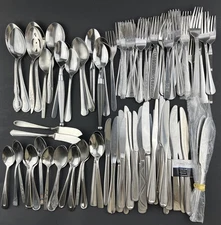 Lot of 90 Stainless Steel Flatware Bulk Mixed Forks Spoons Knives Camp Schools