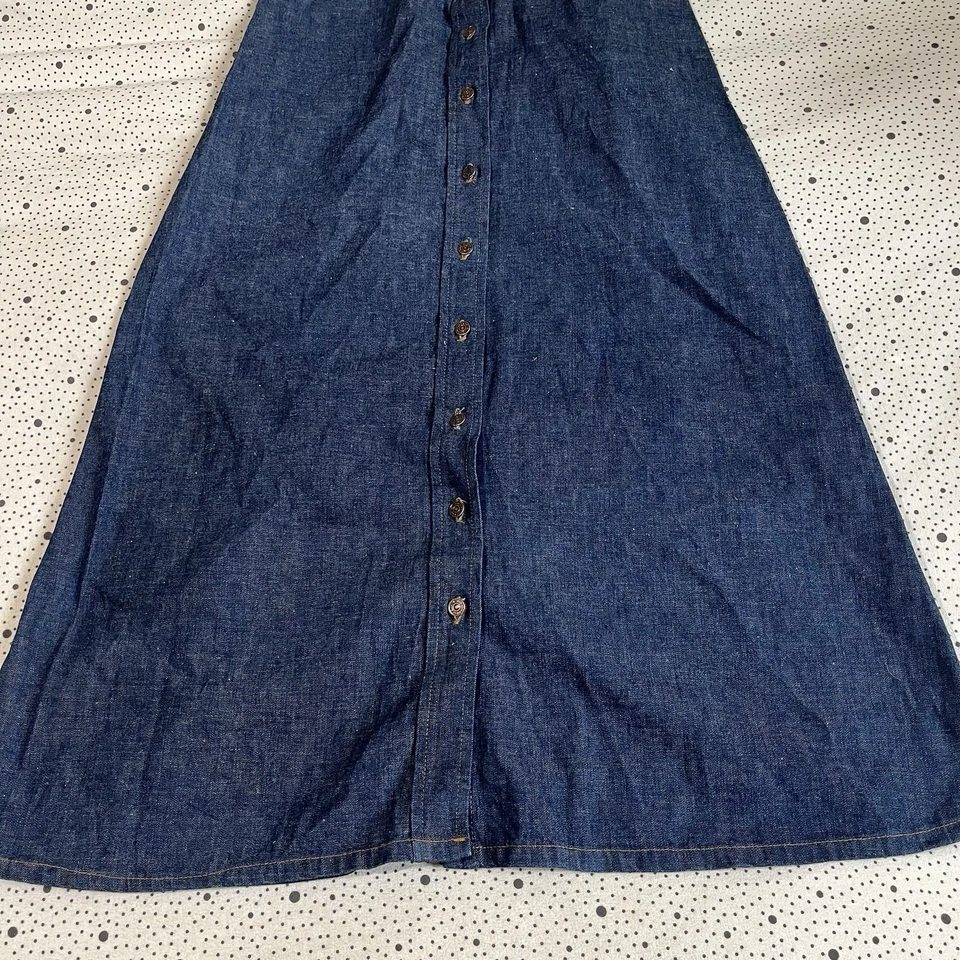 Maxi Falda Vaquera Levi's Vintage Años 60 70 Para Mujer 1/12 Grande E Naranja Pestaña Botón Foto 3 de 4