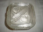 Refrigerator Storage Box Clear Glass Vegetable  Embossed Lid