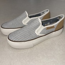 Tommy Bahama Striped Canvas Slip On Sneakers Womens 7.5 Flat Low Top Boat Shoe