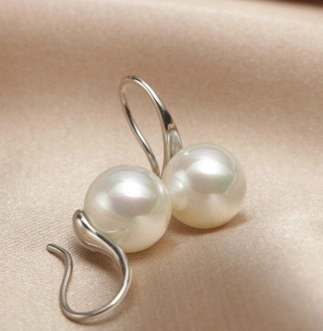 Weiße Ohrringe 925 Sterlingsilber|echte Muchelkernperlen 8mm|Ohrstecker - Bild 3 von 3