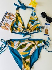 NEW - Hurley Women's Reversible Bikini, Teal Multi, SIZE L