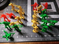 VTG 1970s Lot of 22 Timmee Yellow Red Green Plastic 70mm Cowboys  Indian