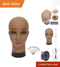 Brown Mannequin Head, 23'' for Wig Making & Cosmetology - Realistic Skin Look
