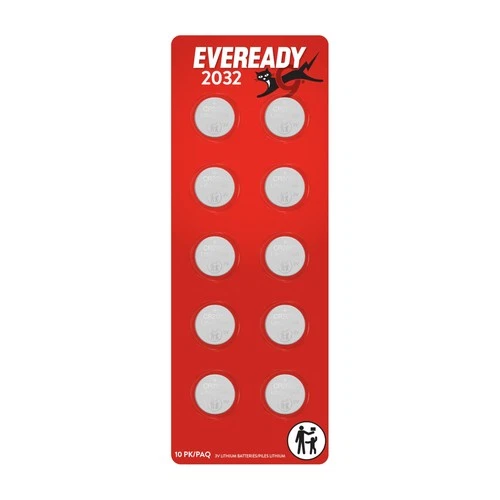 Eveready CR2032 Lithium 3V Coin Battery 10 Pack Batteries for Watches AirTags...