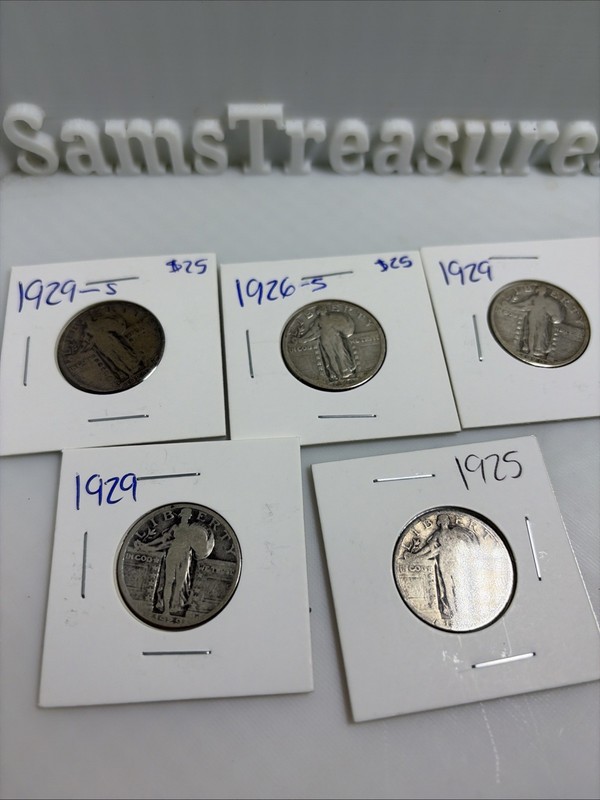 standing liberty quarter lot of 5