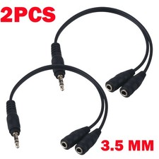 2x 3.5mm Speaker Headphone Splitter Cables Stereo Male to Double Female Adapter