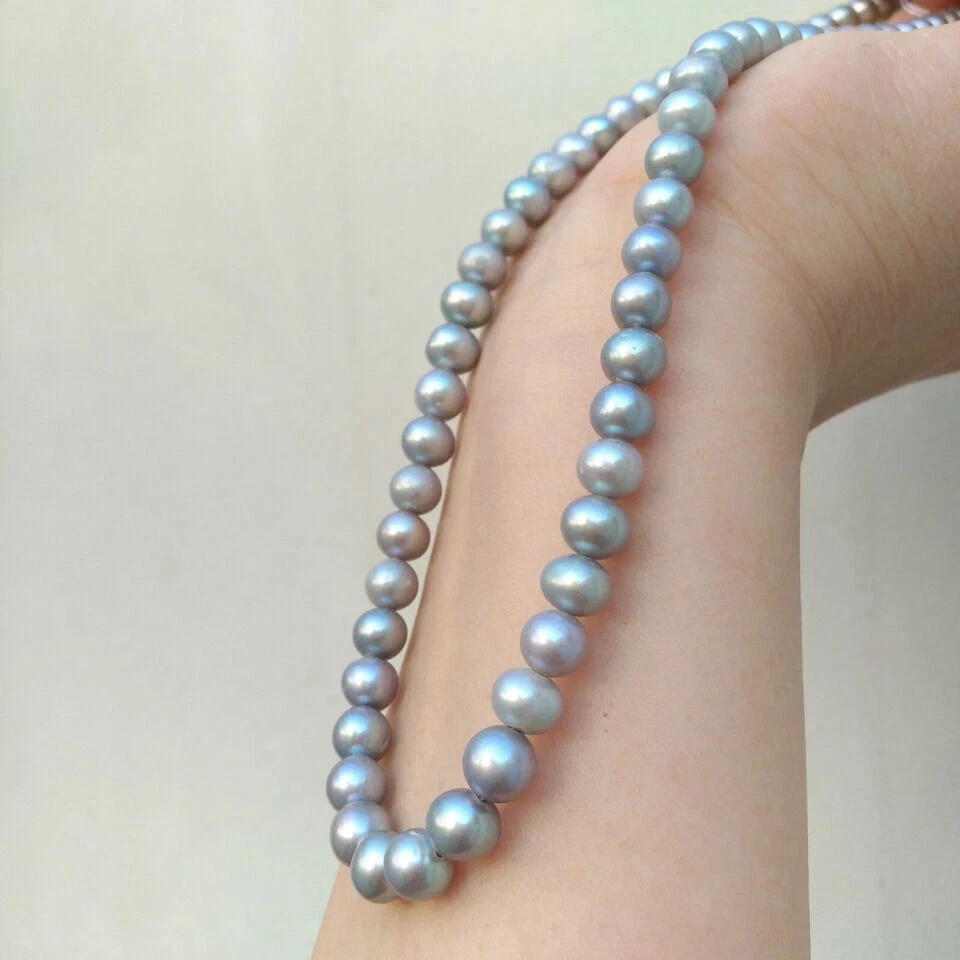 Collar de perlas grises genuinas 19 pulgadas AAAA 8-9mm Mar del Sur Foto 3 de 4