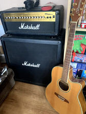 marshall 4x12 stack,  Amplifier and Brunwick Guitar inc leads, all working fine