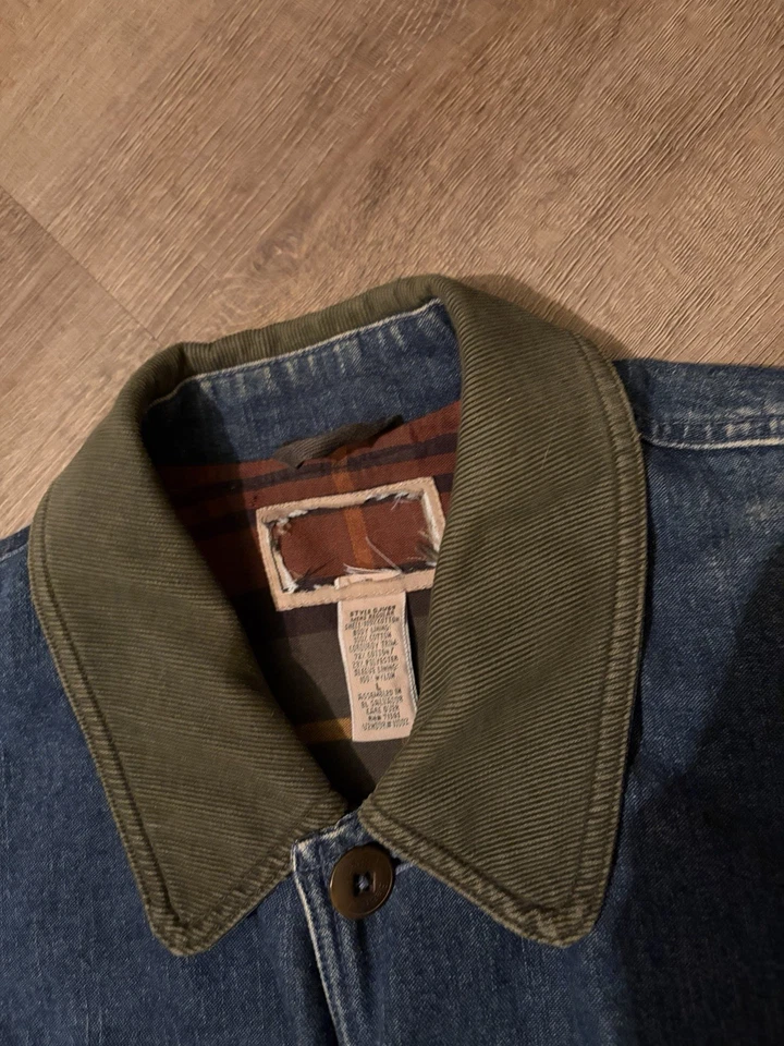 Vintage LL Bean Denim Chore Field Barn Jacket Flannel Lined Made in USA Large - Image 2 of 4