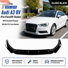 For Audi A3 8v 15-16 Standard Bumper Gloss Black Front Bumper Lip Splitter Wing