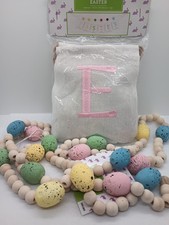Easter pom pom Banner Plus Wood Bead With Colorful Styrofoam Eggs Garland