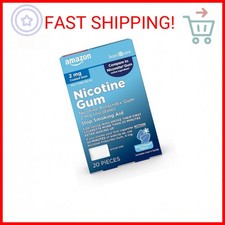 Amazon Basic Care Coated Nicotine Gum, 2 mg, Ice Mint Flavor, Stop Smoking Aid,