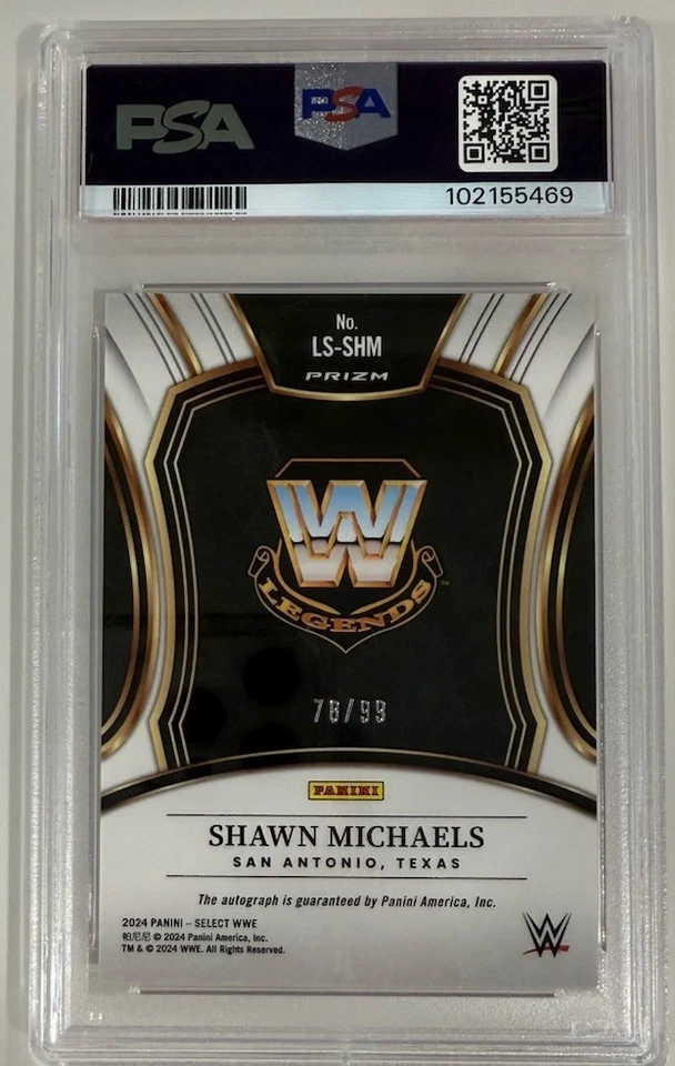 2024 Panini Select WWE #LS-SHM Shawn Michaels /99 Red Prizm Auto PSA 10 POP 2! - Image 2 of 2