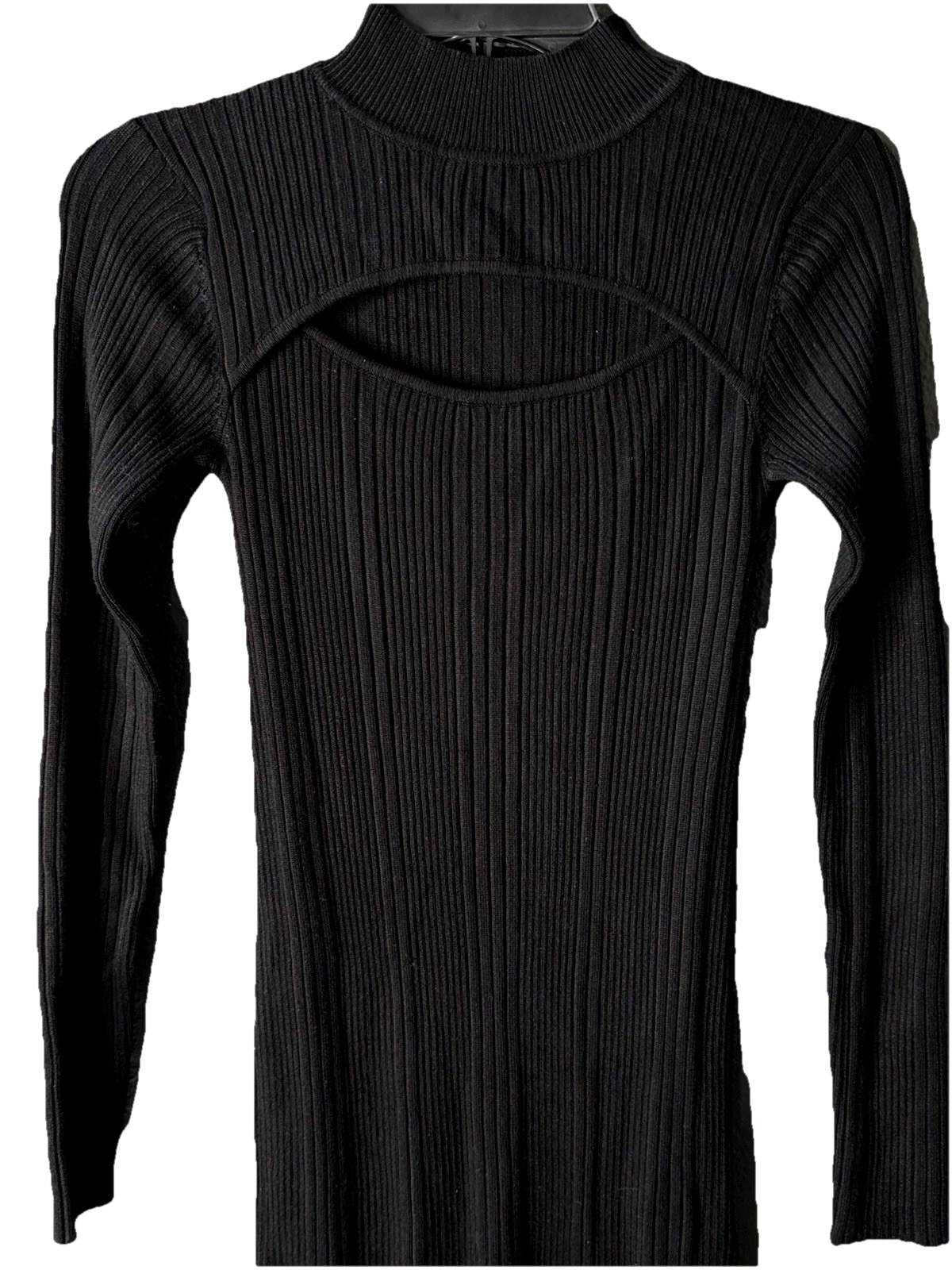 House Of Harlow 1960 x Revolve Black Ribbed Long Sleeve Dress SMALL Cut Out