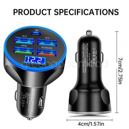 250W 4 USB Port Super Fast Car Charger Adapter for iPhone Android Cell Phone - Picture 10 of 20