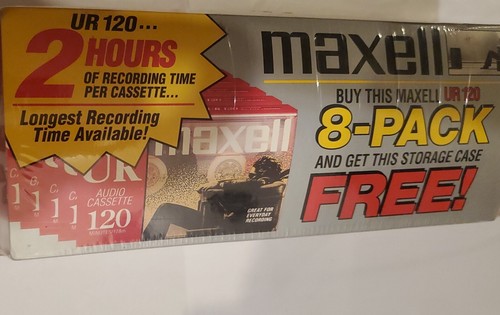 RARE vintage Maxell UR 120 8-pack cassette tapes + carry case. Type I, Normal. - Picture 3 of 4