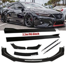 Front Bumper Lip Splitter Spoiler Strut Rod For Nissan Maxima Glossy Black