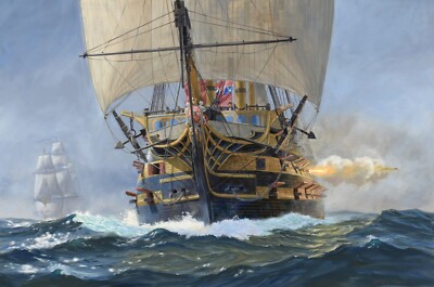 HMS Victory Ship of the Line-Under Full Sail with Cannon Firing