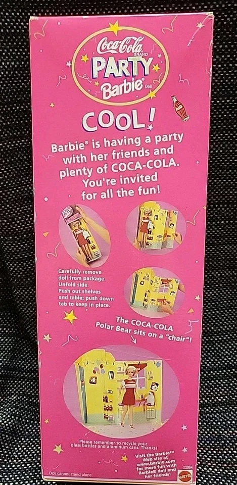 Barbie Coca-Cola Party 1998 edición especial Mattel #22964 NRFB Coca-Cola Bear Foto 3 de 3