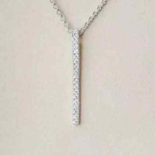 0.42Ct Round Lab Created Diamond Bar Pendant 18" Necklace 14k White Gold Plated