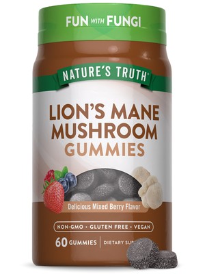 Lion's Mane Mushroom | 60 Vegan Gummies | Mixed Berry Flavor | by Nature's Truth