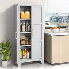 Kitchen Pantry Cabinet Cupboard w/Doors Adjustable Shelves Metal Storage Cabinet
