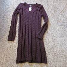 NWT Maurices Medium Burgundy Red Metallic Threads Shimmer Sweater Dress