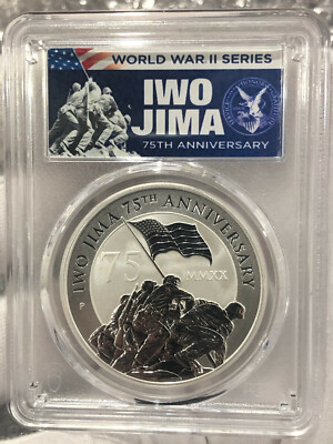 硫黄島75周年追悼記念MS70 first day of issue 2020 Iwo Jima 75th Anniversary 1oz Silver Coin PCGS MS70 First Day