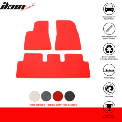 Fits 17-23 Tesla Model 3 Floor Mats Red Nylon 1st 2nd Row Carpets Liner Cover