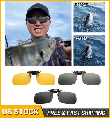 US Polarized Clip-on Sunglasses Flip Up Over Prescription Glasses Anti-Glare