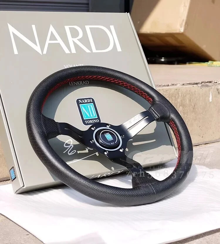 330mm 13' NARDI Perforated Leather Mid-deep 50mm 2' Racing Sport Steering Wheel - Image 2 of 4